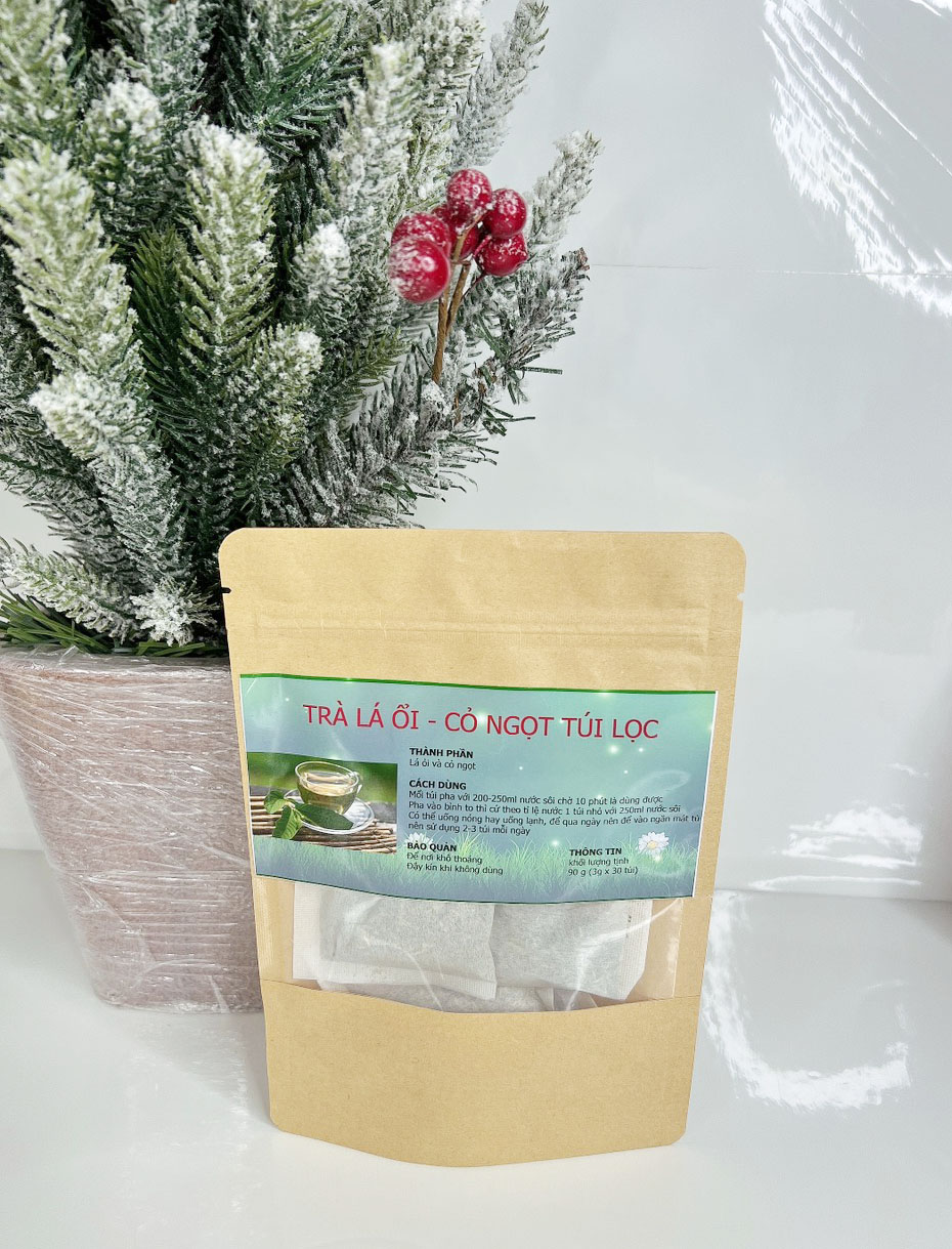 Trà lá ổi - Cỏ ngọt ( Hộp 30 gói 3g) - Sản phầm tốt cho người tiểu đường, thanh nhiệt mát gan và hỗ trợ giảm cân