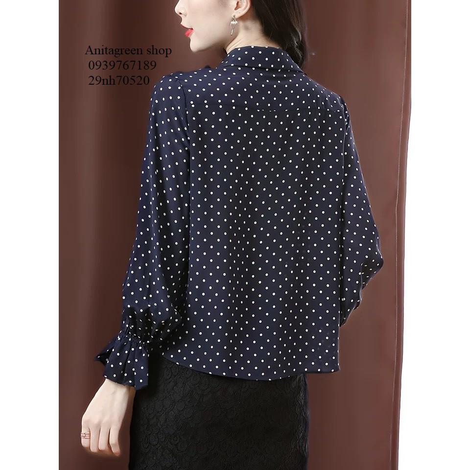 TK70520-SƠ MI NỮ CHẤM BI VIỀN BÈO S-6XL