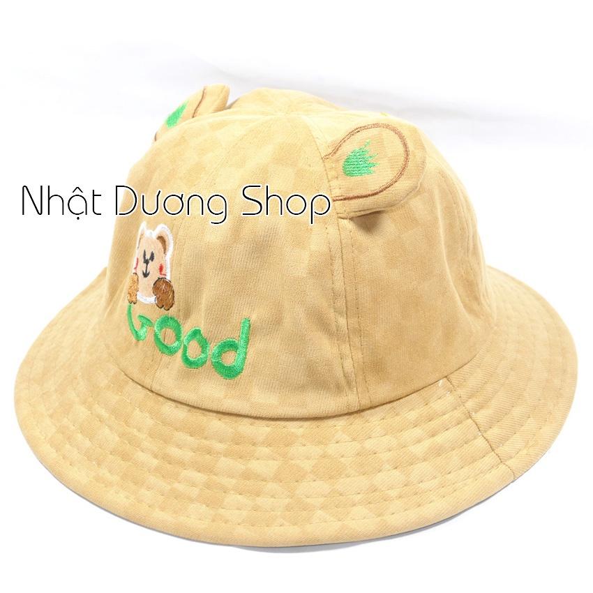 Nón bucket ,nón tai bèo trẻ em hình gấu dễ thương - chât liệu vải nhung mềm mại tạo cảm giác cho bé