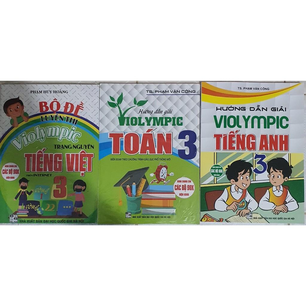 Sách - Combo hướng dẫn giải violympic toán 3 + tiếng anh 3 + Bộ đề luyện thi violympic tiếng việt 3