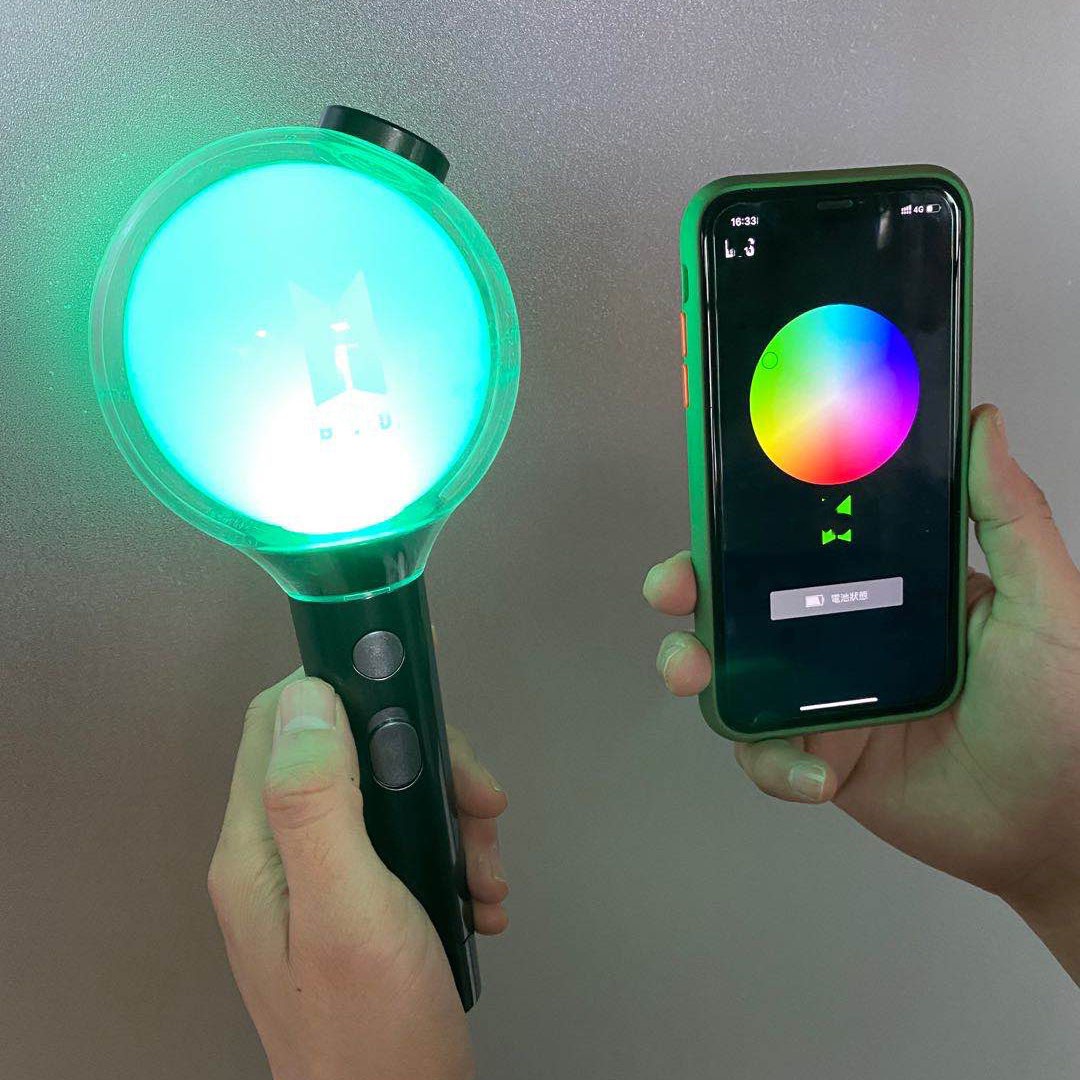 Lightstick BTS bomb ver 4 map of the soul BTS Blue có kết nối Bluetooth đổi màu UNOFF kèm lomo BTS