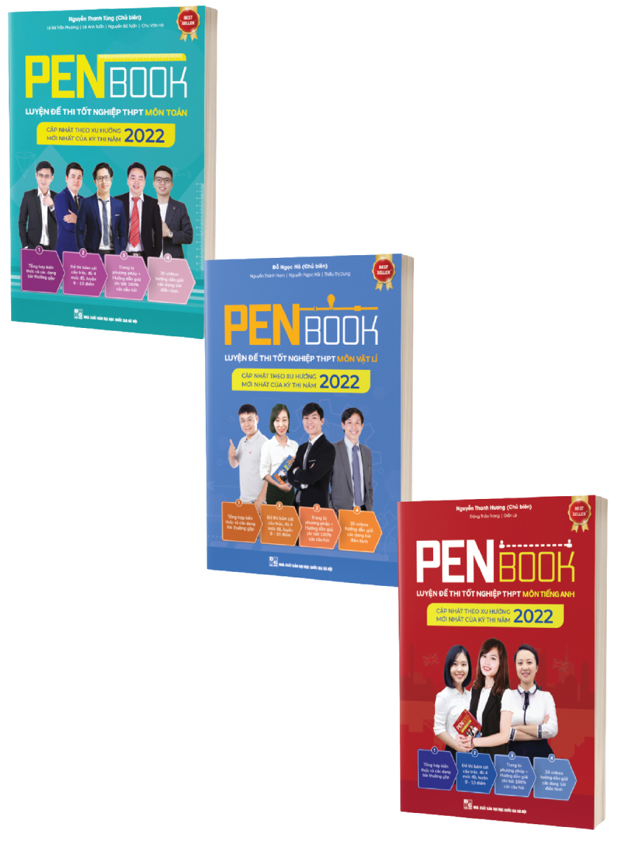 Combo PENBOOK 2022 - Luyện Đề Thi Tốt Nghiệp THPT Khối A1: Toán + Vật Lý + Tiếng Anh (Bộ 3 Cuốn)