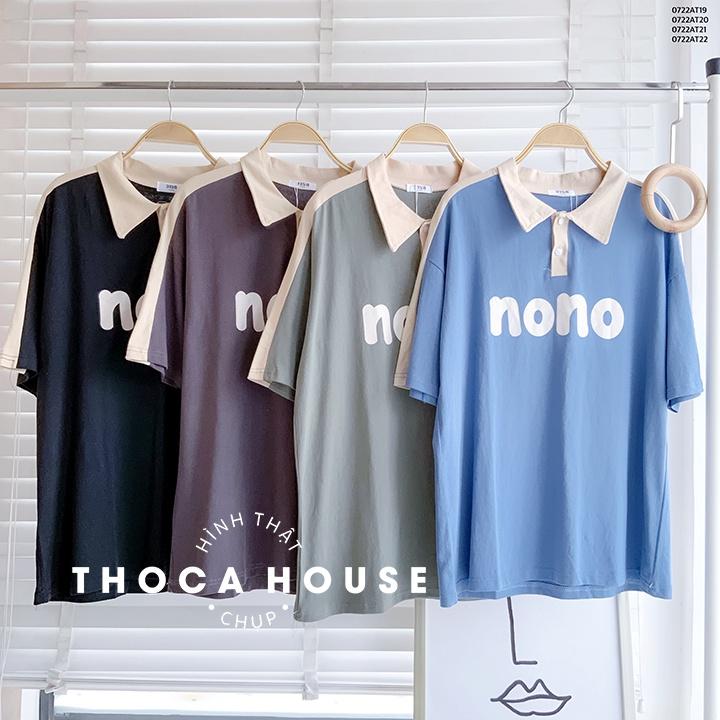 Áo thun polo unisex cotton tay ngắn in chữ nono nhiều màu THOCA HOUSE thời trang, dễ phối đồ
