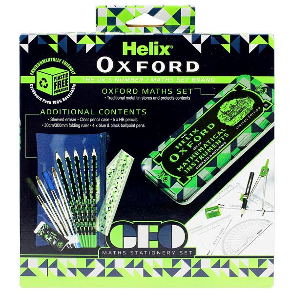 Bộ Dụng Cụ Học Sinh Lớn Oxford Geo Maths Stationery Set - Helix 981841 - Xanh Lá