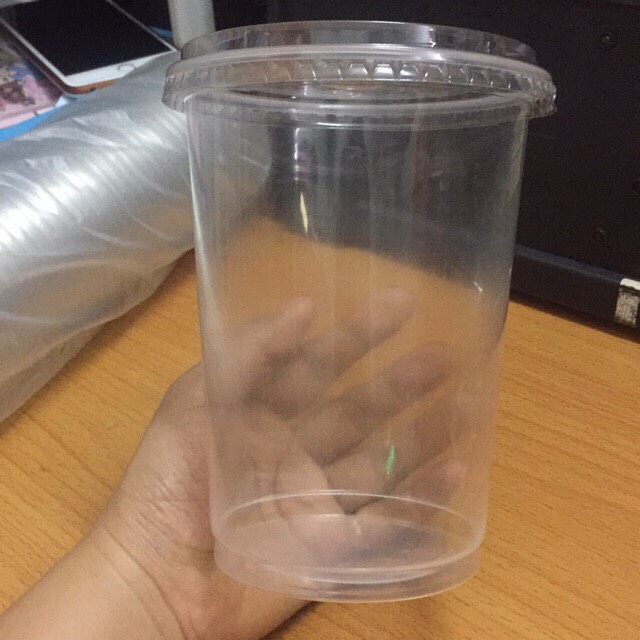 Bộ 100 ly nhựa pp nắp bằng 1000ml dùng 1 lần