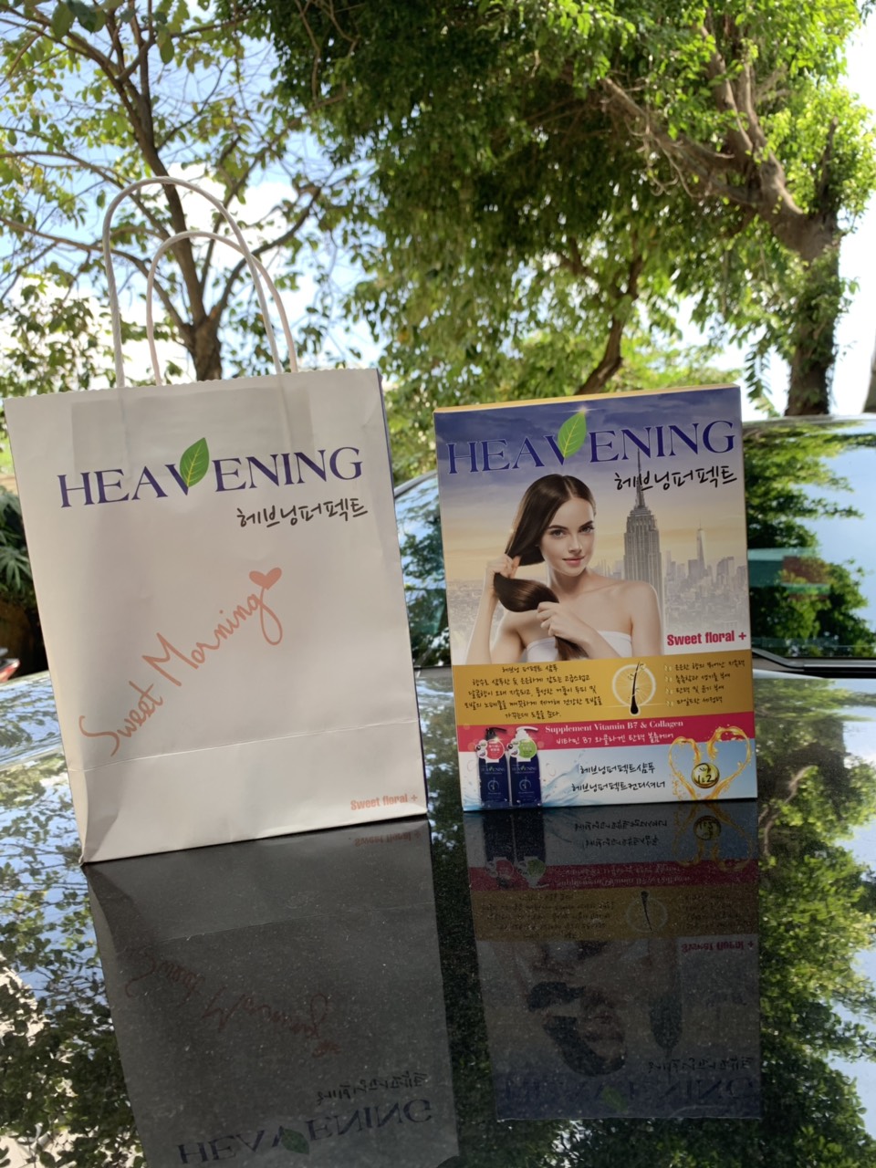 Combo 01 chai Dầu Xả chăm sóc tóc + 01 Sữa tắm dưỡng ẩm da cao cấp Heavening Perfect TẶNG KÈM Hộp &amp; Túi đựng