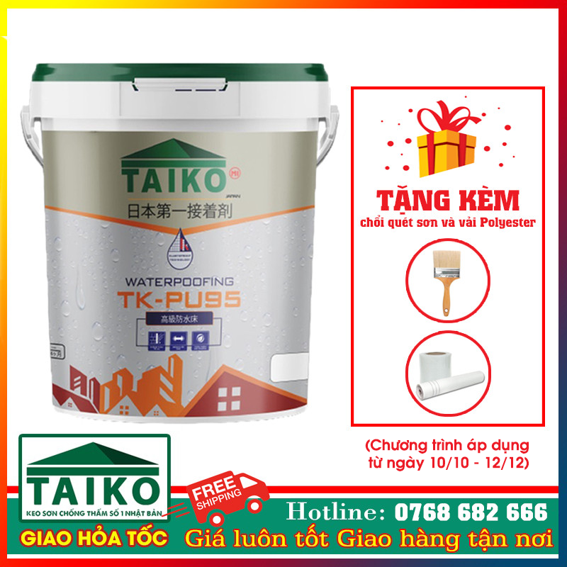 [Hàng Chính Hãng - BH 2 Năm]Keo Chống Thấm PU (Polyurethane) Taikomi PU95 Thùng 18 Lít - Xử lý chống thấm nền gạch, bề mặt bê tông