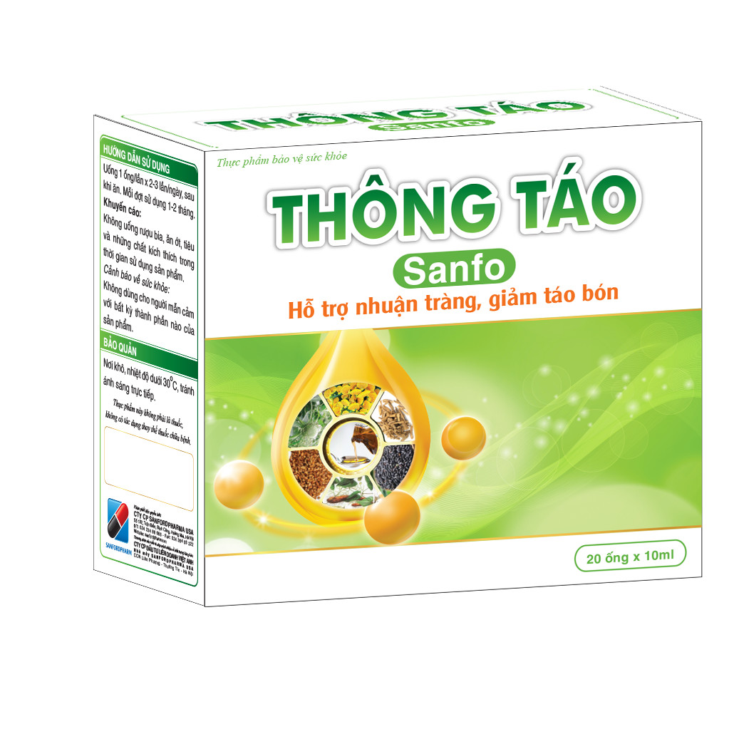 Thông táo Sanfo Hộp 20 ống - Nhuận tràng, giảm táo bón