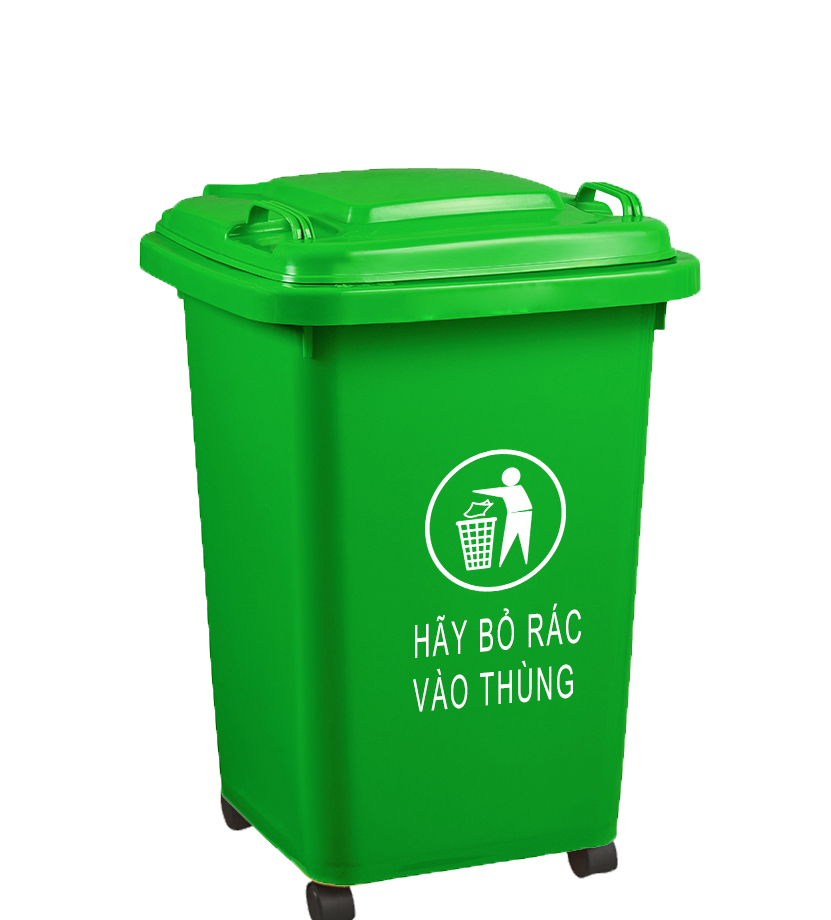 Thùng rác nhựa 60L Xanh- Thùng rác nhựa HDPE 60 lít xanh