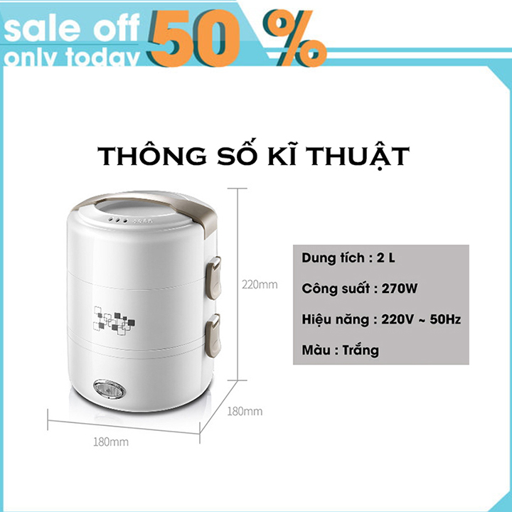 Hộp cơm điện thiết kế thông minh 3 tầng hình trụ (Chính Hãng)