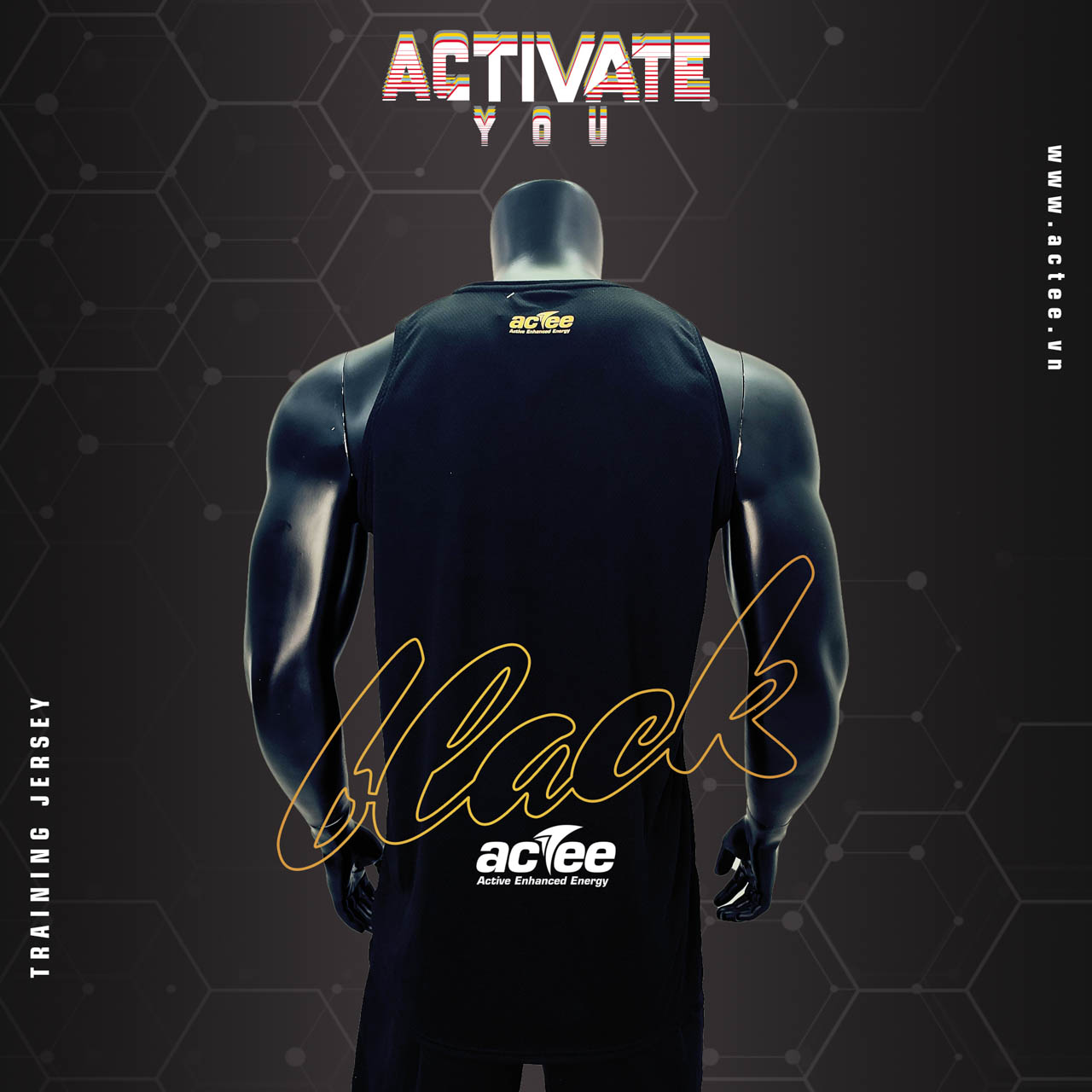 Áo tập luyện Actee Activate You - Màu Đen - Cao cấp - Chính hãng