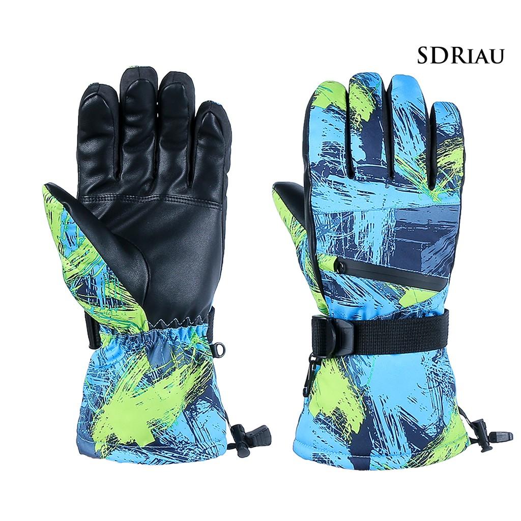 Găng Tay Trượt Tuyết Kẻ Sọc In Chữ Graffiti Chống Thấm Nước Unisex