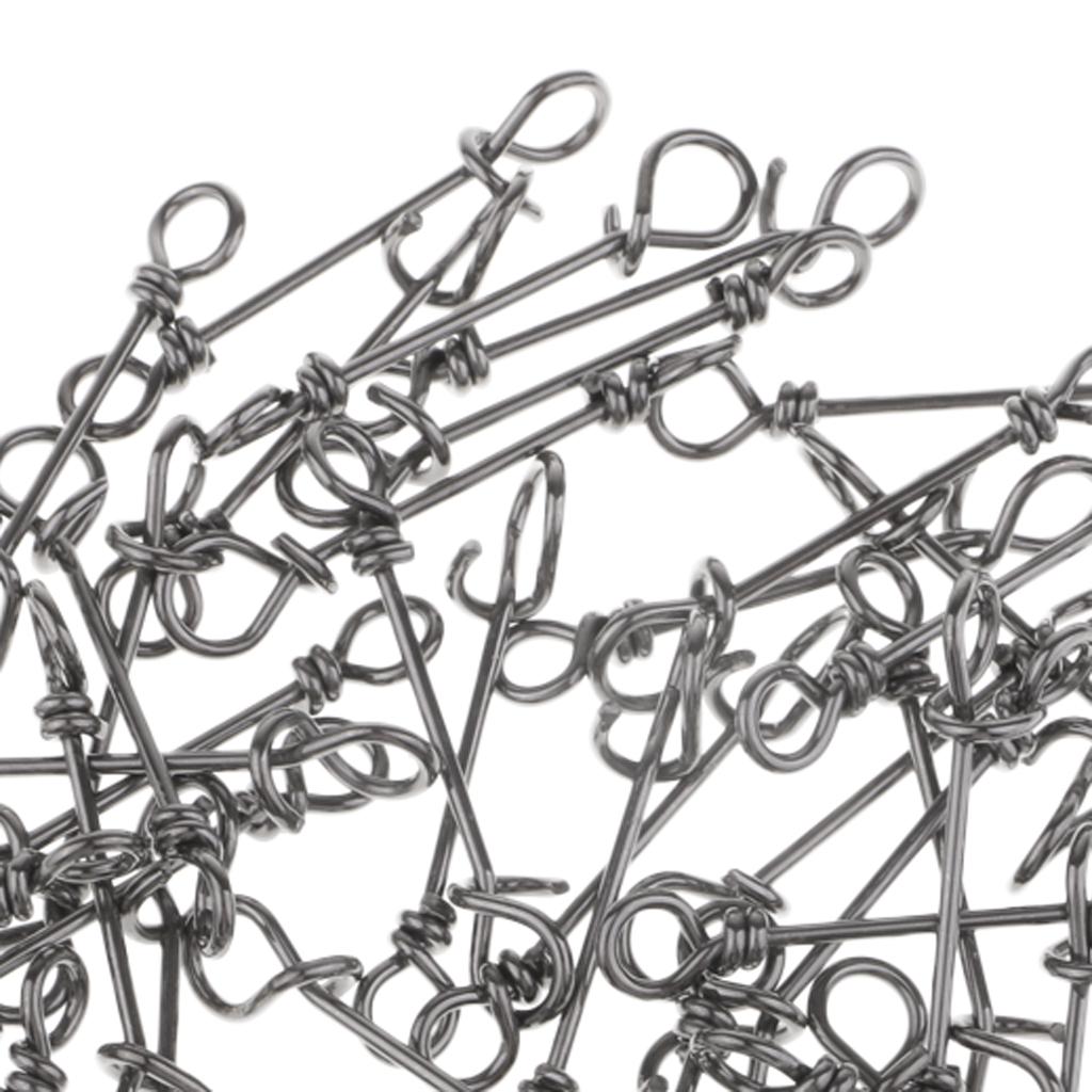 50 Pieces Stainless Steel Quick Lock Fishing Snap Clip Swivel Connector 15mm