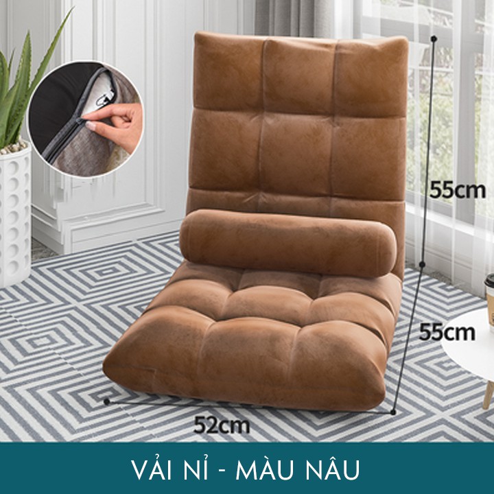 Ghế Bệt Tựa Lưng Tatami Kiểu Nhật Điều Chỉnh 5 Cấp Độ, Vỏ Nhung Cực Mịn Ko Bị Xẹp- Hàng Loại 1- Chính Hãng MINIIN