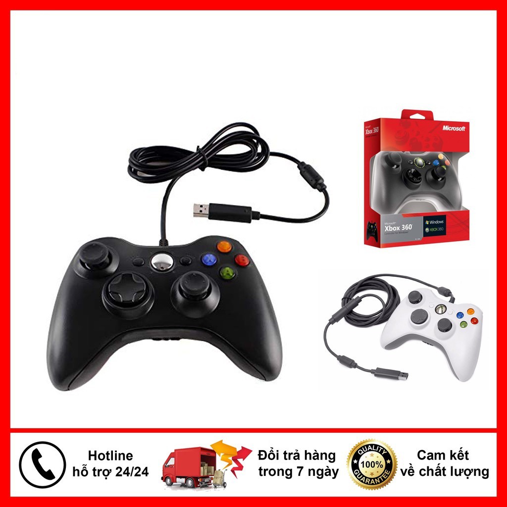 Tay cầm Xbox 360 Controller for Windows pc, xbox, laptop...Cổng USB 2.0 Cắm là nhận không cần cài đặt