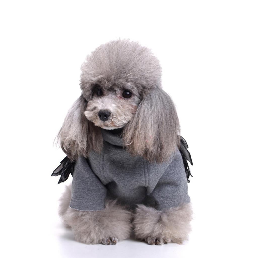 Angel Wings Pet Dog Cat Cotton Clothes Coat Autumn Winter Apparel Black S