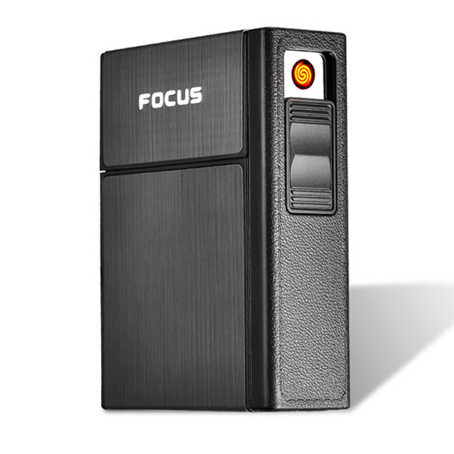 Vỏ Hột Quẹt Bật Lửa Sạc Điện USB Kiêm Hộp Đựng 20 Điếu Focus YH035A Nhỏ Gọn Đẹp Độc Lạ