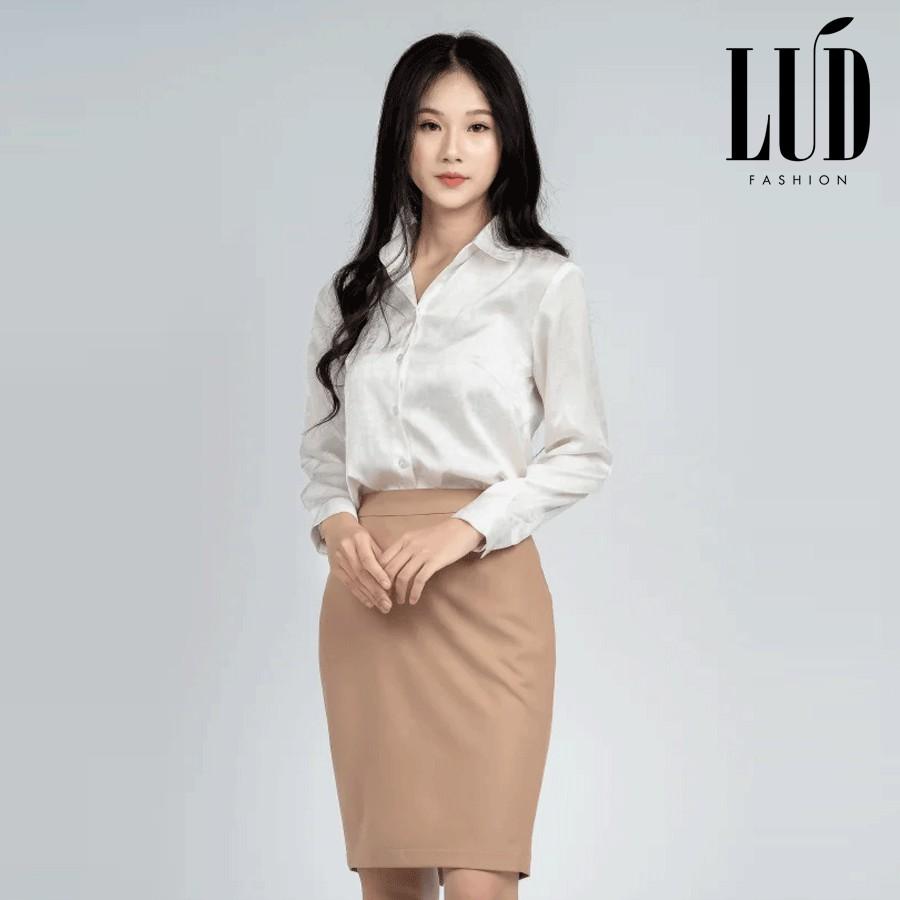 Áo sơ mi nữ màu trắng vân hoa LUD Fashion