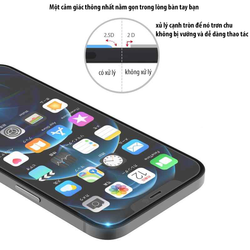 Kính cường lực iPhone 12 PRO MAX chống xước chống bám vân tay độ cứng cao 9h cho iphone 12 PRO MAX