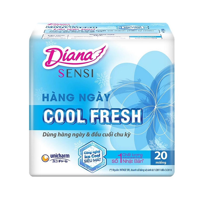 Combo 3 Băng vệ sinh Diana Hàng ngày Sensi Cool Fresh 20 miếng