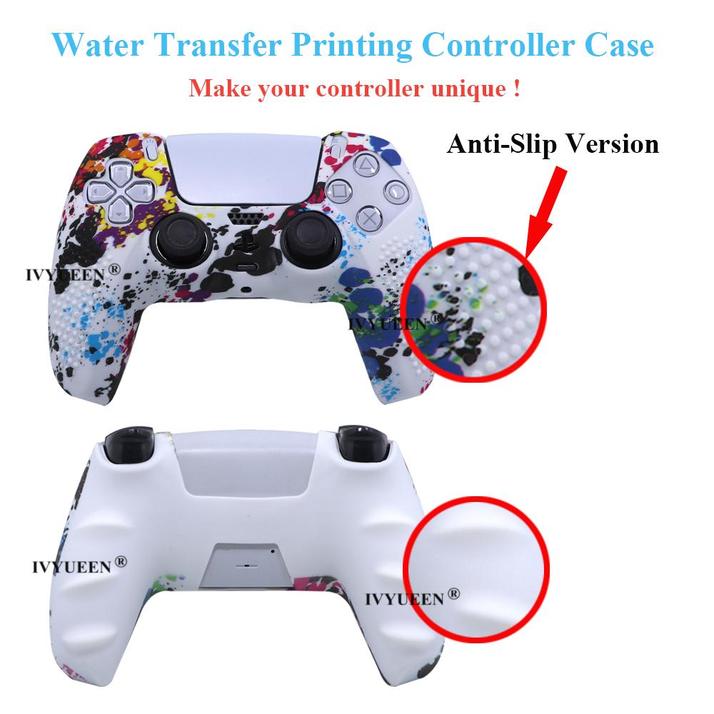 In chuyển nước chống trượt IVYUEEN Bảo vệ da cho PlayStation 5 PS5 Vỏ silicon cho tay cầm Dualsense Màu sắc: Camo đen