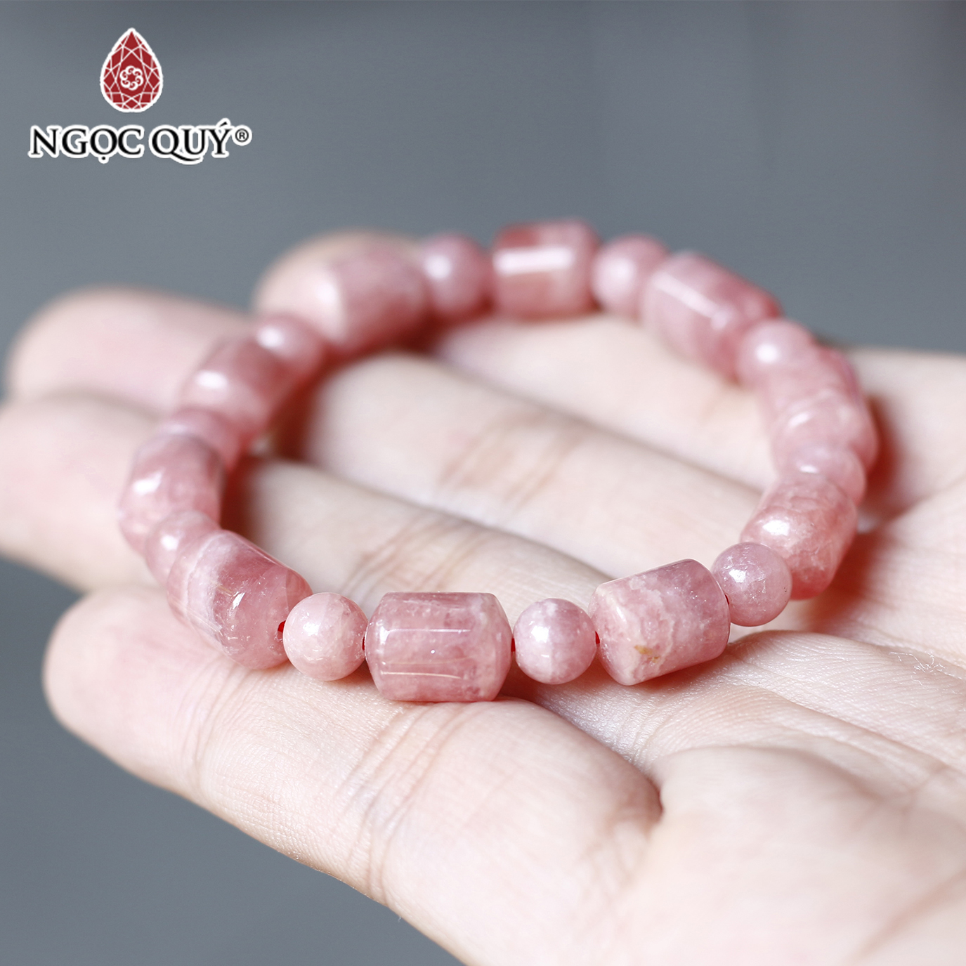 Vòng lu thống đá đào hoa rhodochrosite mệnh hỏa, thổ - Ngọc Quý Gemstones