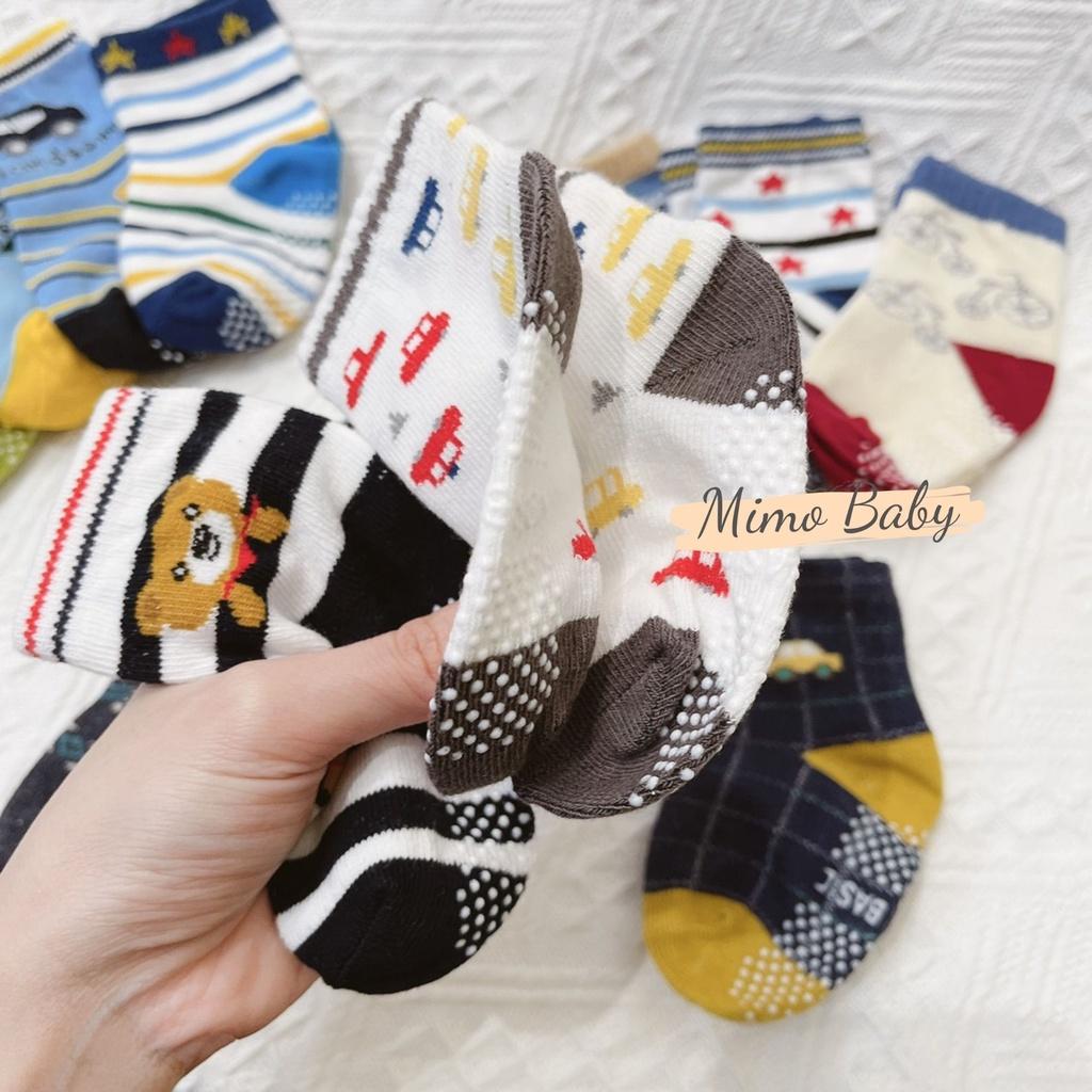 Set 12 đôi tất chống trơn trượt hình gấu, ô tô cho bé Mimo baby T17