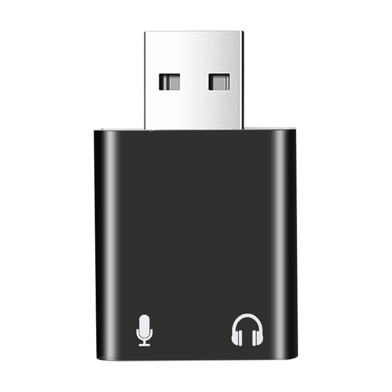 USB Audio Adapter with 3.5mm Speaker/Headphone & Microphone Jacks