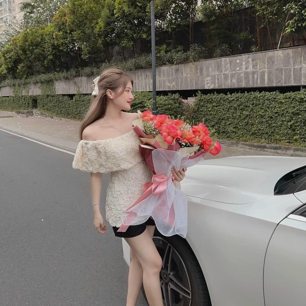 Sét bộ áo xốp hoa cúp ngực kèm quần ngắn