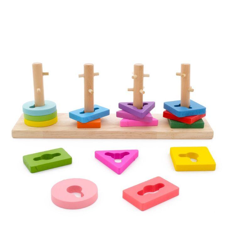 ĐỒ CHƠI- CỘT XẾP HÌNH MONTESSORI 4 CỌC &amp;CHỐT- Đồ chơi gỗ an toàn, học tập, giải trí, thông minh, trí tuệ cho trẻ