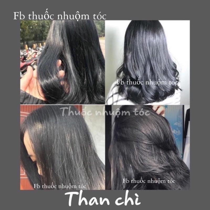 Thuốc nhuộm tóc than chì kèm oxi và găng tay nhuộm