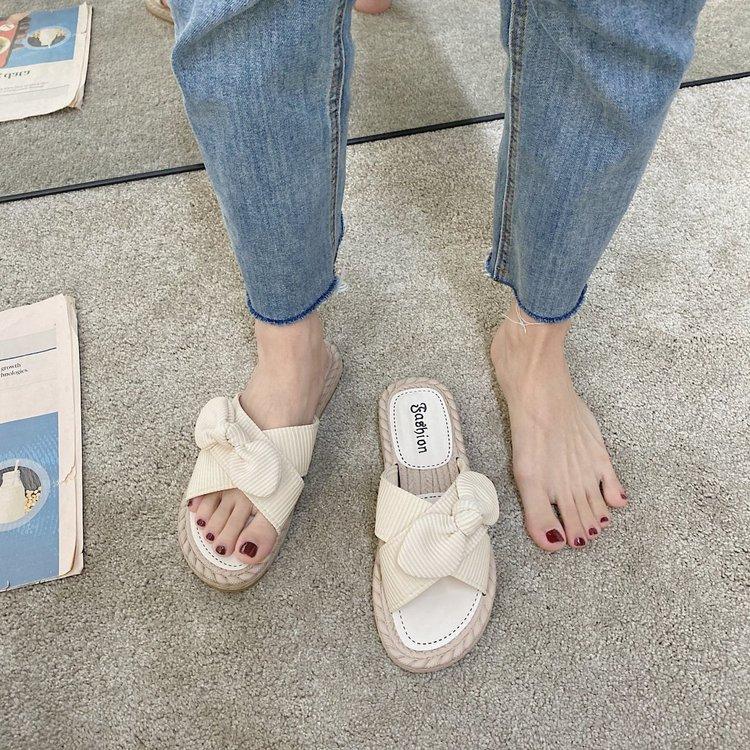 Dép Sandal Nữ Đế Bằng Trang Trí Nơ Thời Trang