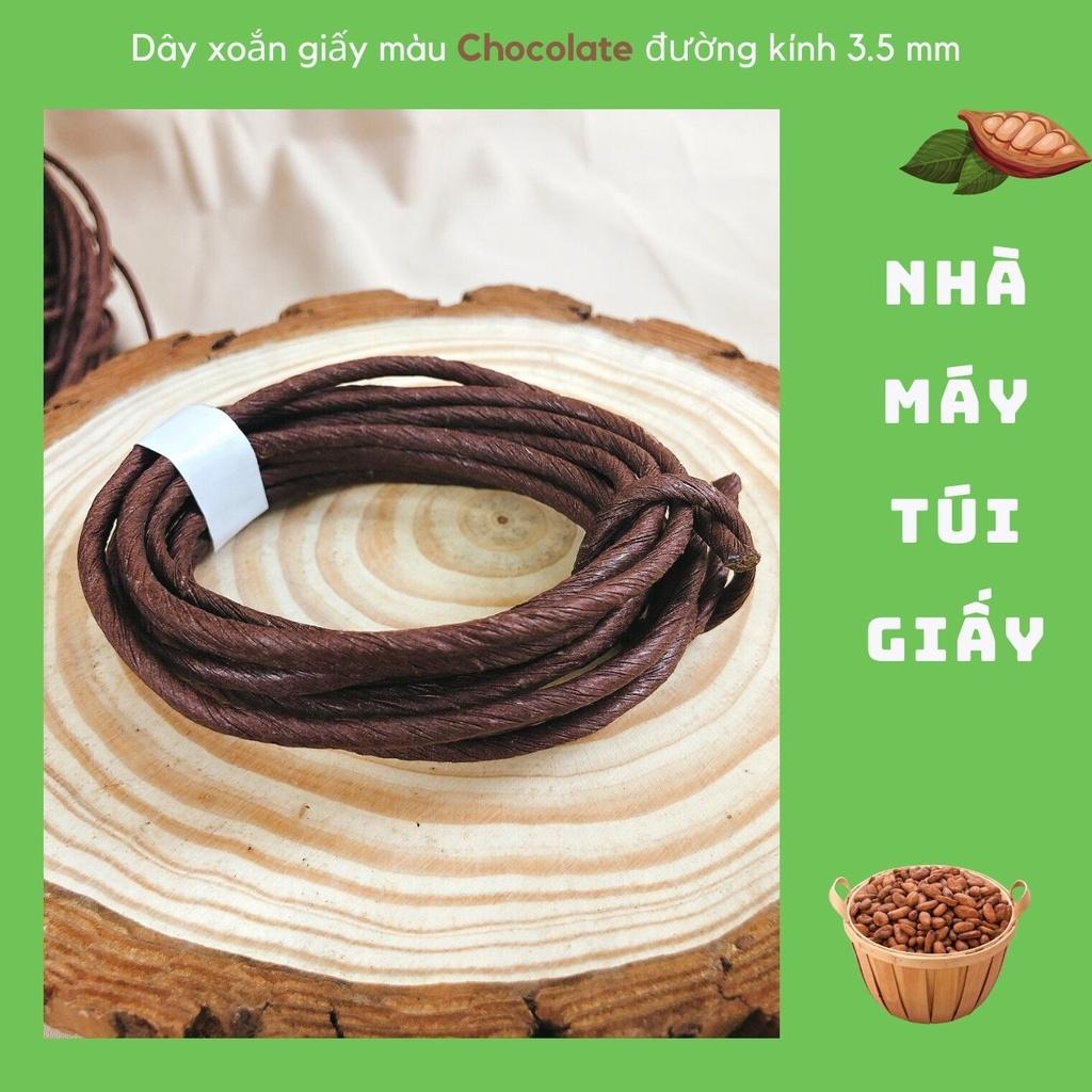 (MẪU THỬ) Dây xoắn giấy màu nâu, trắng, đen, chocolate, matcha Vintage dài 30m