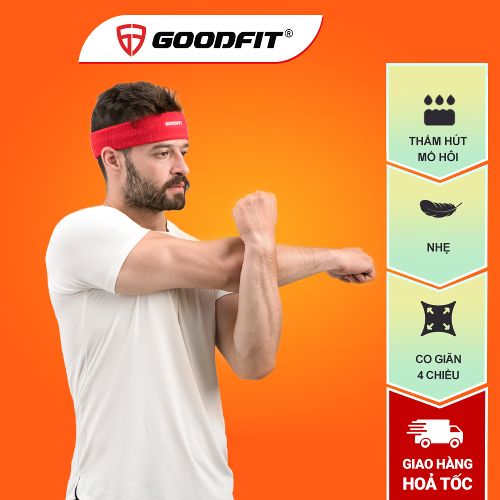 Băng đô, băng trán thể thao headband thấm hút mồ hôi nam nữ GoodFit GF802SB