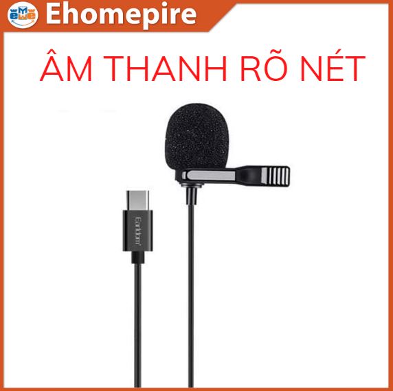 Mic Thu Âm Mini Cho Điện Thoại Chân Type C kèm Jack Cắm Tai Nghe Earldom E39 - Hàng Chính Hãng