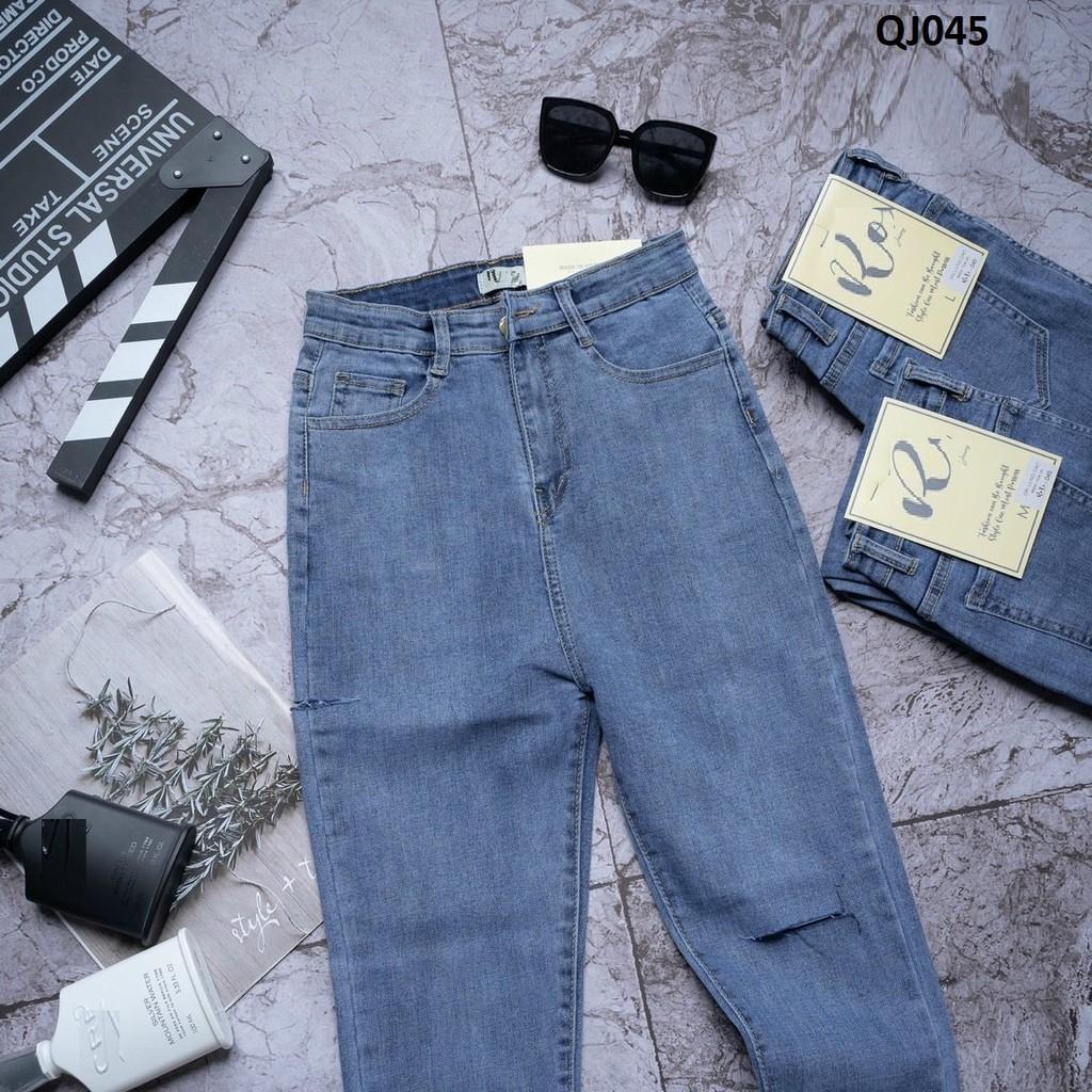 Quần Jean Skinny Rách Gối Lưng Cao QJ045