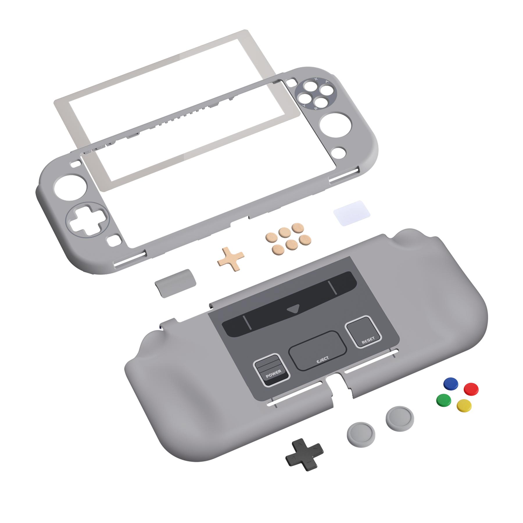 PlayVital ZealProtect Vỏ bảo vệ công thái học dành cho Nintendo Switch Lite W/Miếng bảo vệ màn hình - SFC SNES Phong cách Châu Âu cổ điển Màu sắc: Xám