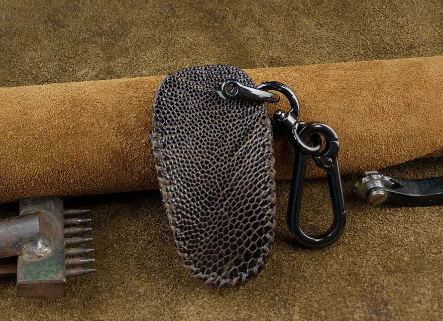 Bao Da Chìa Khóa cho Ô Tô Peugeot 3008/5008 Da Đà Điểu màu xám