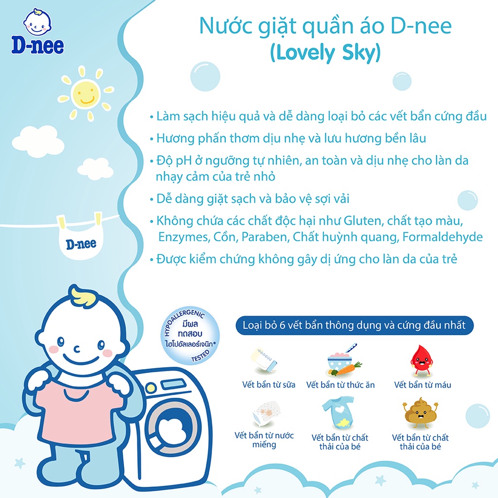 Dung Dịch Giặt Quần Áo Cho Bé D-Nee - Chai 3000ml (Xanh)