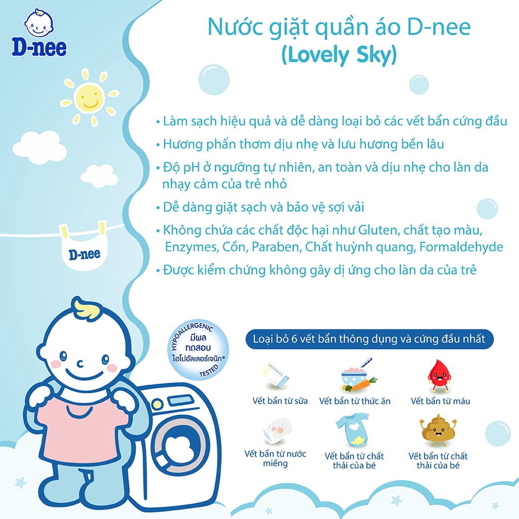 Nước Giặt Quần Áo Cho Bé D-nee - Chai 3000ml (Xanh)