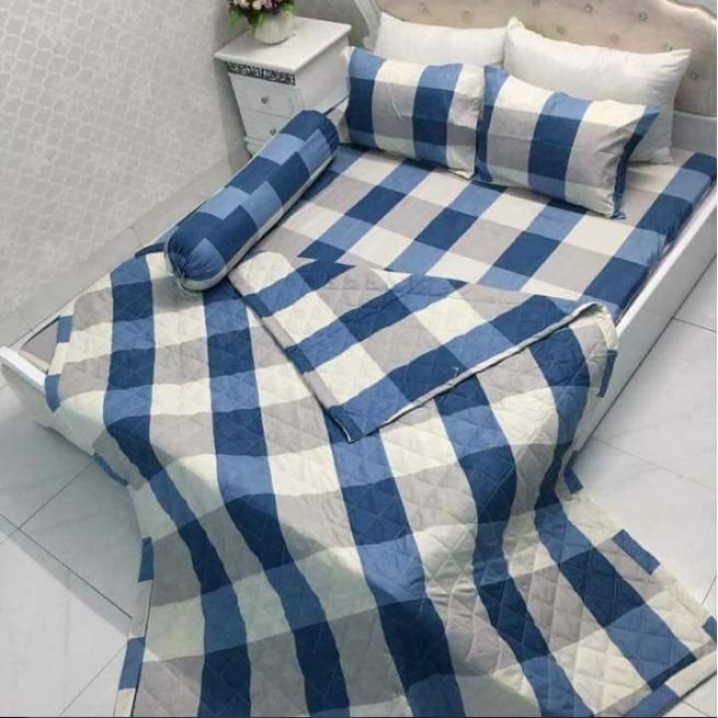 Chăn mền cotton chần bông dùng 2 mặt đắp thoáng mát 1.6x2m cao cấp