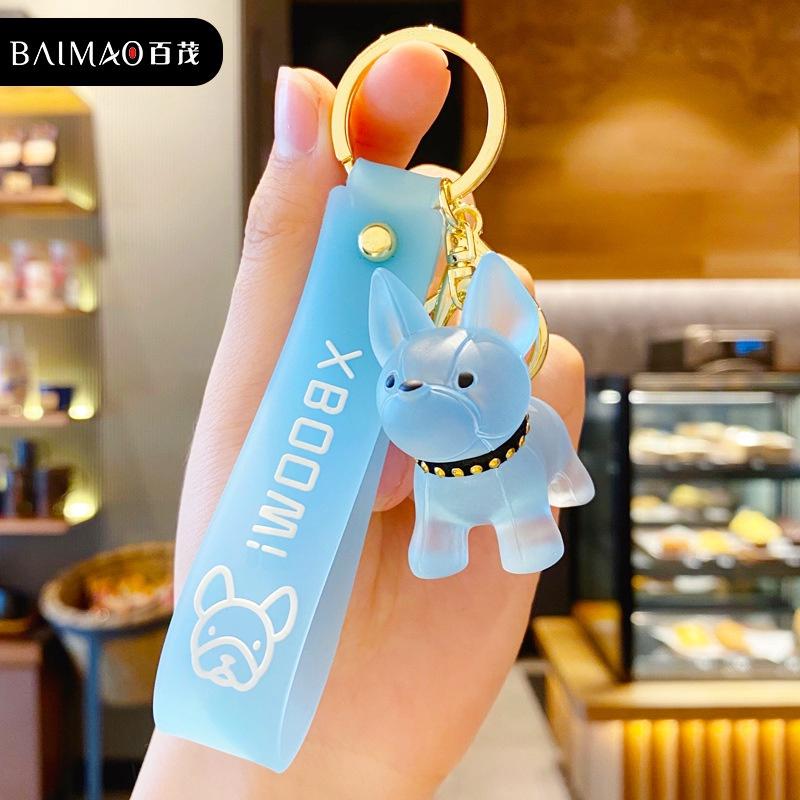 Móc Khóa Bulldog nhựa pha lê phong cách Hàn Quốc,móc khóa cute, móc treo ba lô túi xách