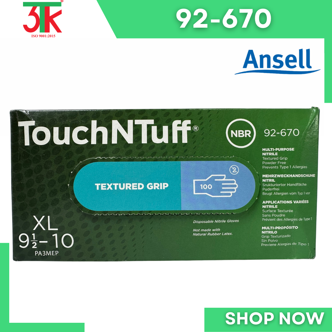 Găng tay Nitrile An sell TouchNTuff92- 670  , găng tay dùng một lần