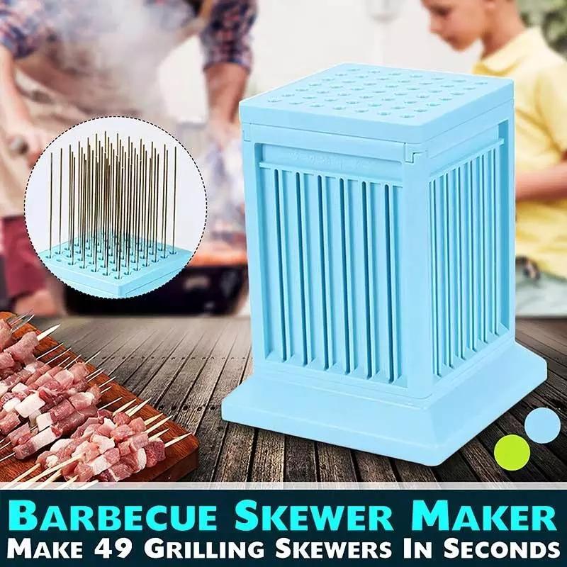 Bếp Nướng Thịt Dây Máy 49 Lỗ BBQ Thịt Xiên Dụng Cụ Đậu Phụ Xiên Kebab Maker Box Máy Nướng Thịt Nướng Phụ Kiện Nhà Bếp