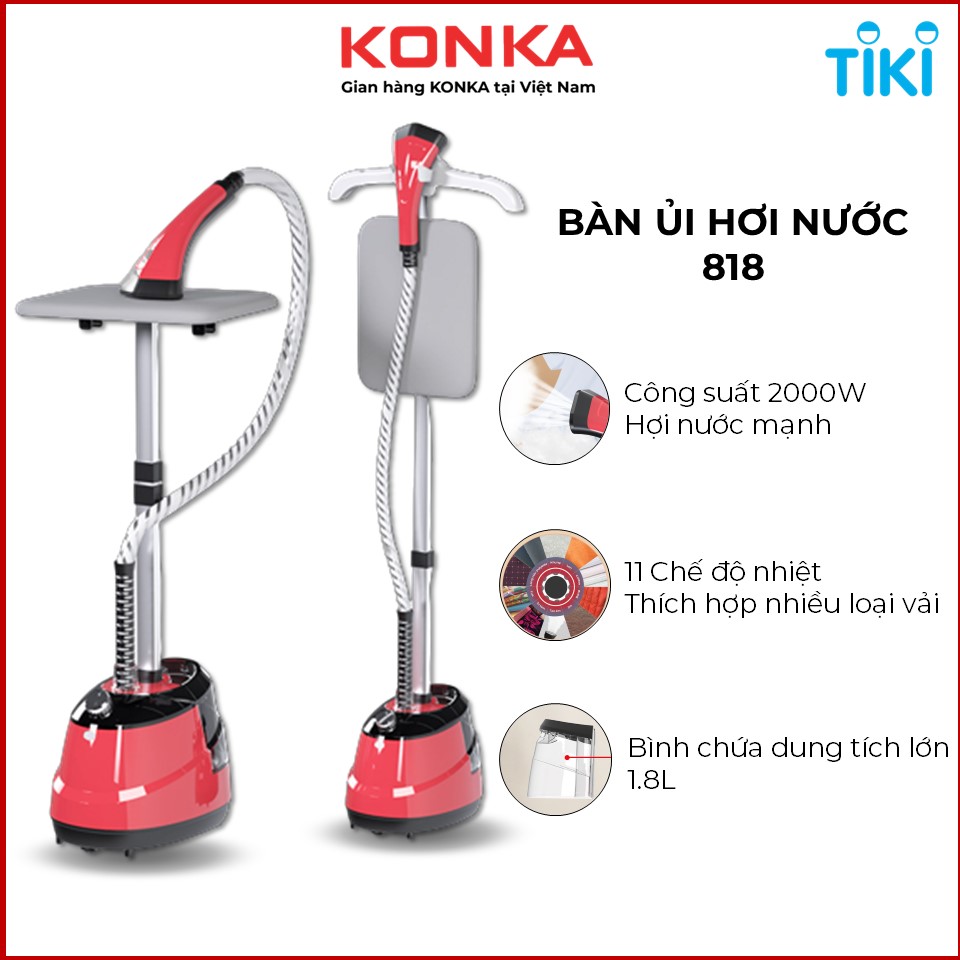 Bàn là hơi nước cây đứng, bàn ủi công suất 2000W dung tích 1.8 lít thích hợp nhiều loại vải, đầu phun 9 lỗ - Hàng chính hãng