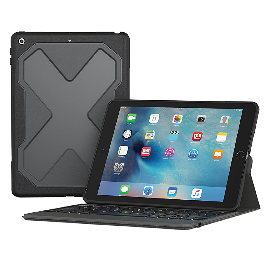 Ốp Lưng Kèm Bàn Phím Zagg Rugged Messenger iPad 9.7 Inch (848467064544 - Black) - Hàng chính hãng