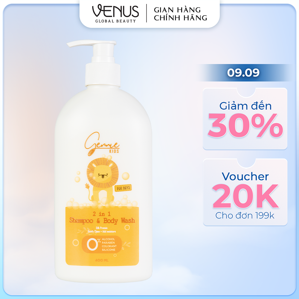 Sữa Tắm Gội 2in1 Gennie Kids Dành Cho Bé Trai 400ml Chính Hãng