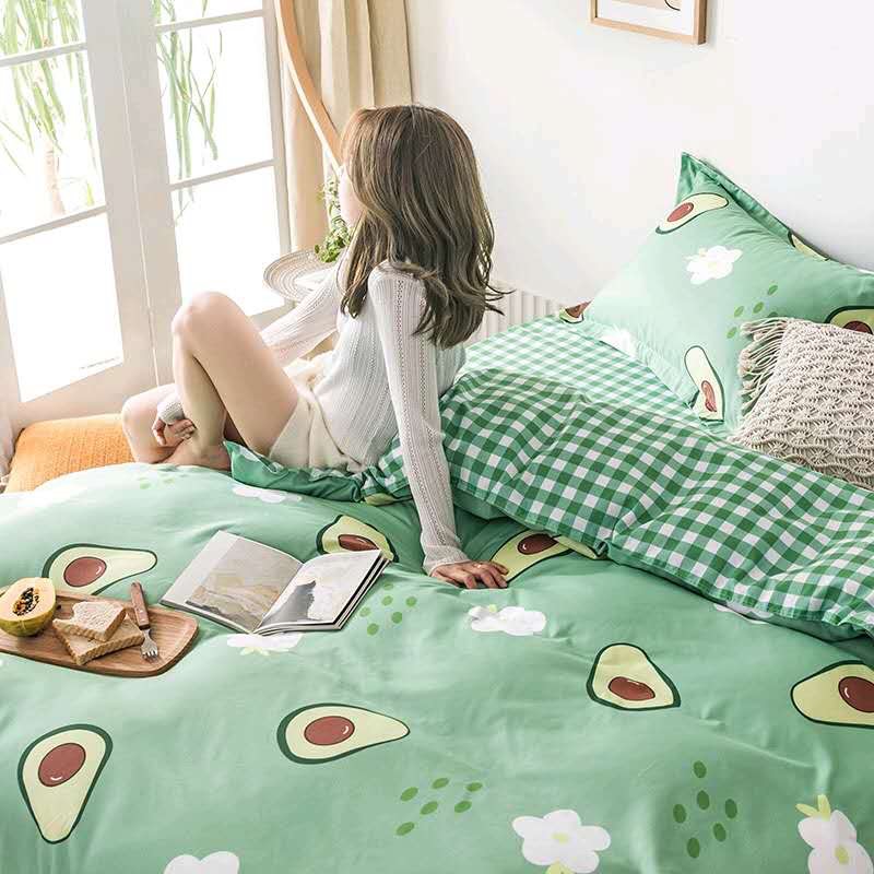 Bộ chăn ga gối cotton LIDACO PL1 - Bơ Xanh (SP001151) - TẶNG VỎ GỐI ÔM