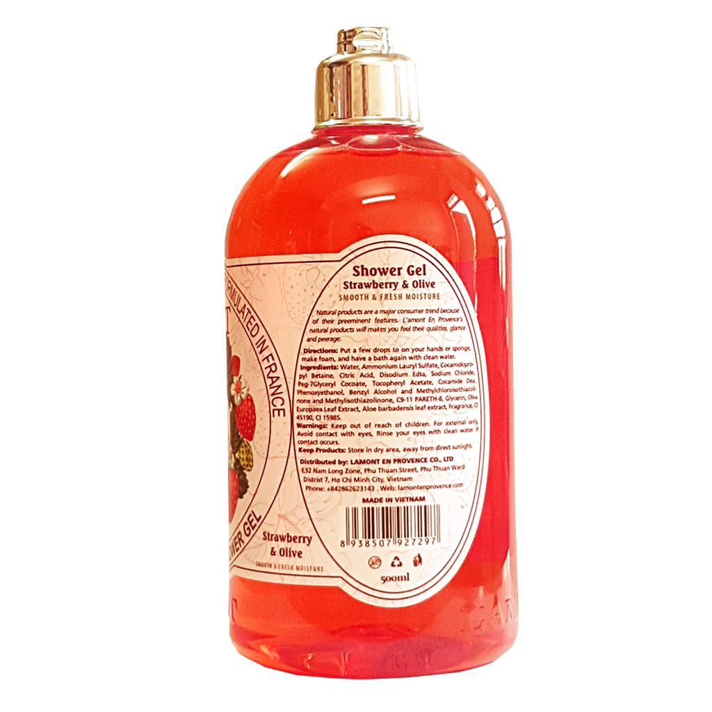 Combo 2 Sữa Tắm L'amont En Provence Rose Shower Gel (Hoa Hồng) và Strawberry Shower Gel (Dâu Tây) 500ml/chai