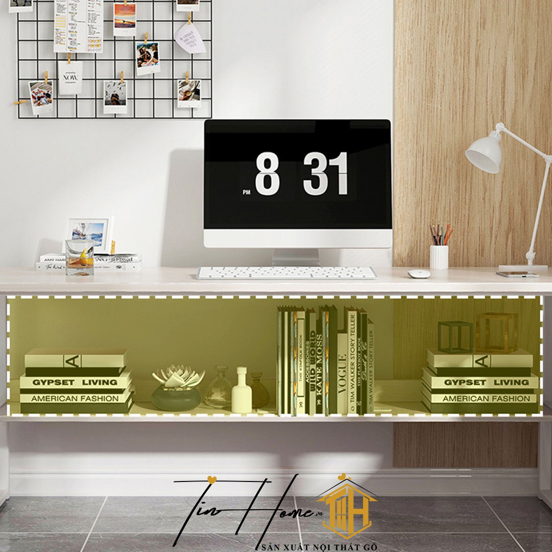 Bàn làm việc gỗ, chân sắt dùng cho văn phòng, học bài, để máy tính chắc chắn BH-014